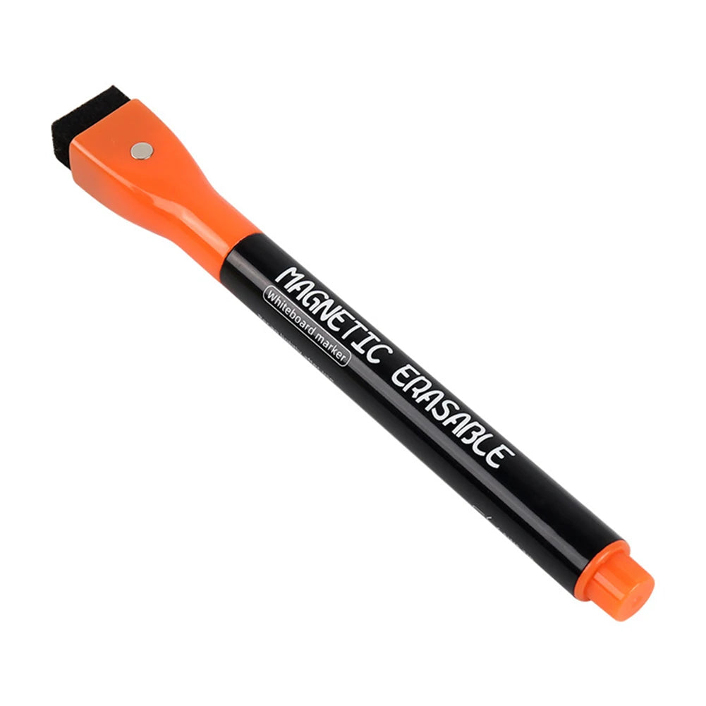 Erasable Magnetic Whiteboard Markers with Built-In Eraser | 12 Colors
