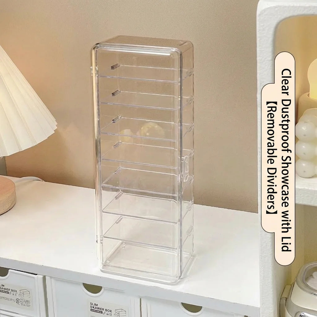 Transparent 8-Grid Display Storage Box with Detachable Dividers Dustproof Organizer for Mini Figurines Blind Boxes Oasis Select Clear