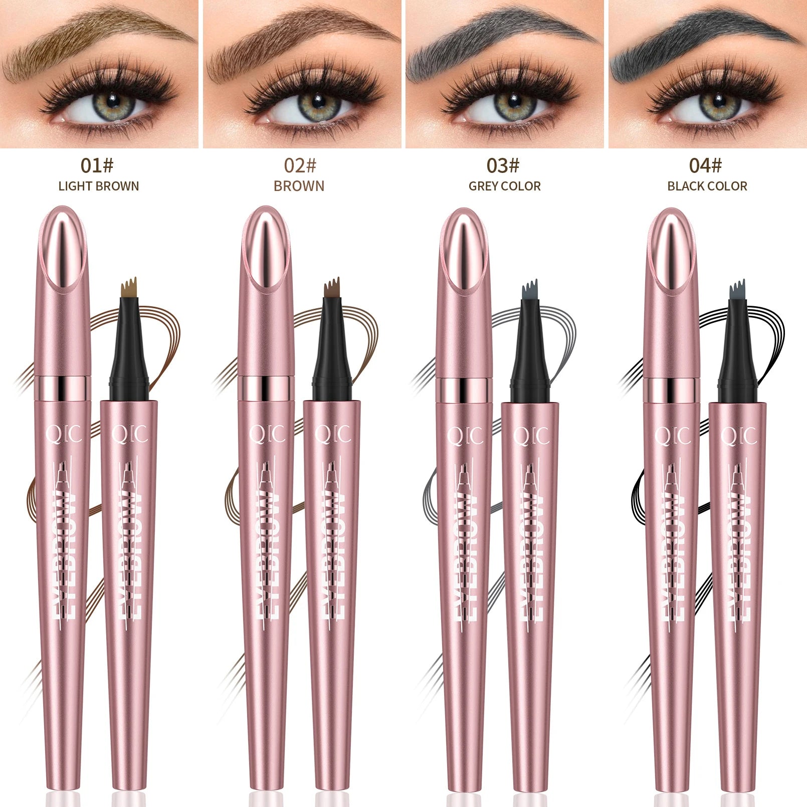 QIC 4-Claw Liquid Eyebrow Pen – 3D Microblading Brow Makeup