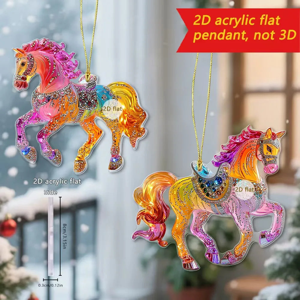 Golden Acrylic Horse Keychain Pendant – Car & Bag Charm Gift