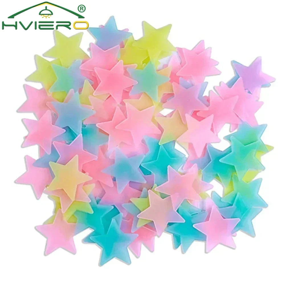 50 Pcs Glow in the Dark 3D Star Wall Stickers for Kids Rooms