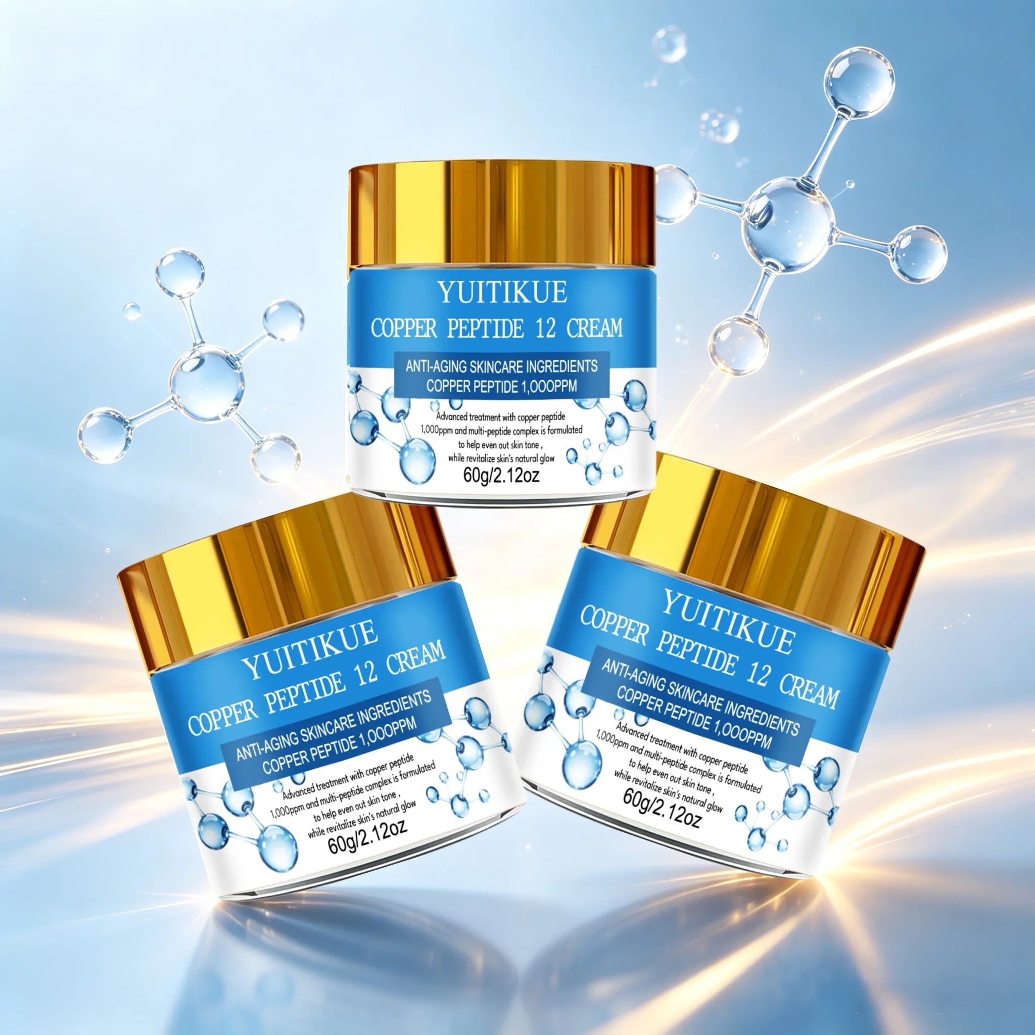 YUITIKUE Copper Peptide Anti-Aging Cream, Silky Smooth & Non-Sticky Formula, Absorbs Easily for All-Day Hydration Oasis Select 3pc
