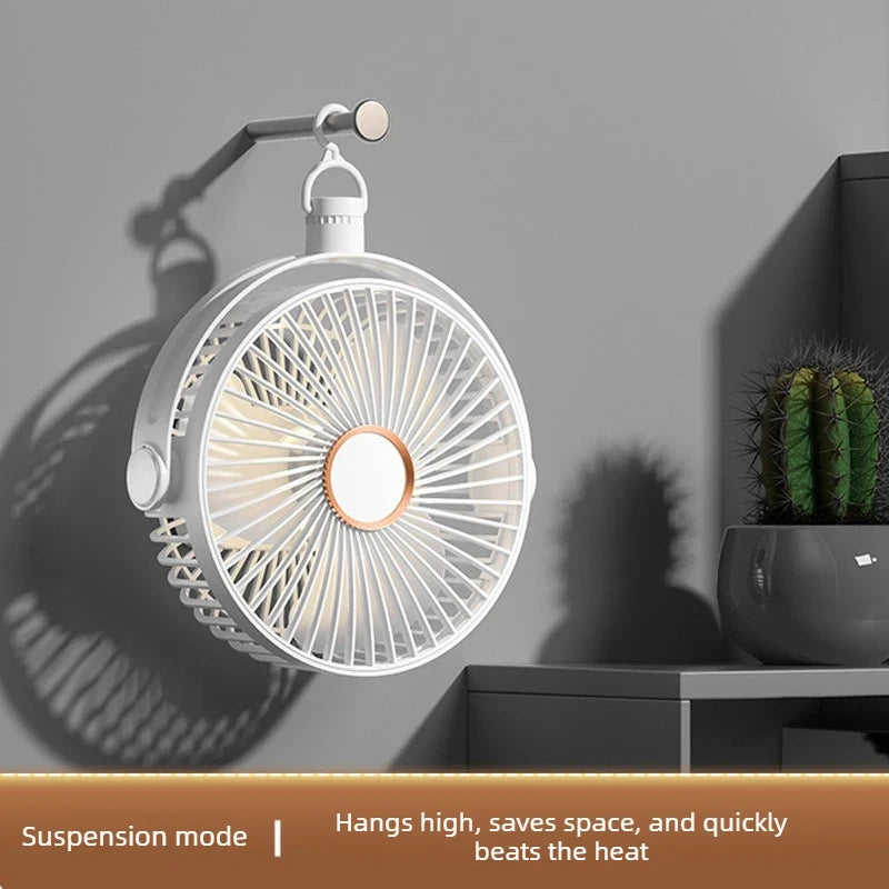 4 in 1 USB Rechargeable Fan with LED Night Light 5 Speed 720° Adjustable Low Noise Mini Desk Clip Fan For Home Office Camping Oasis Select