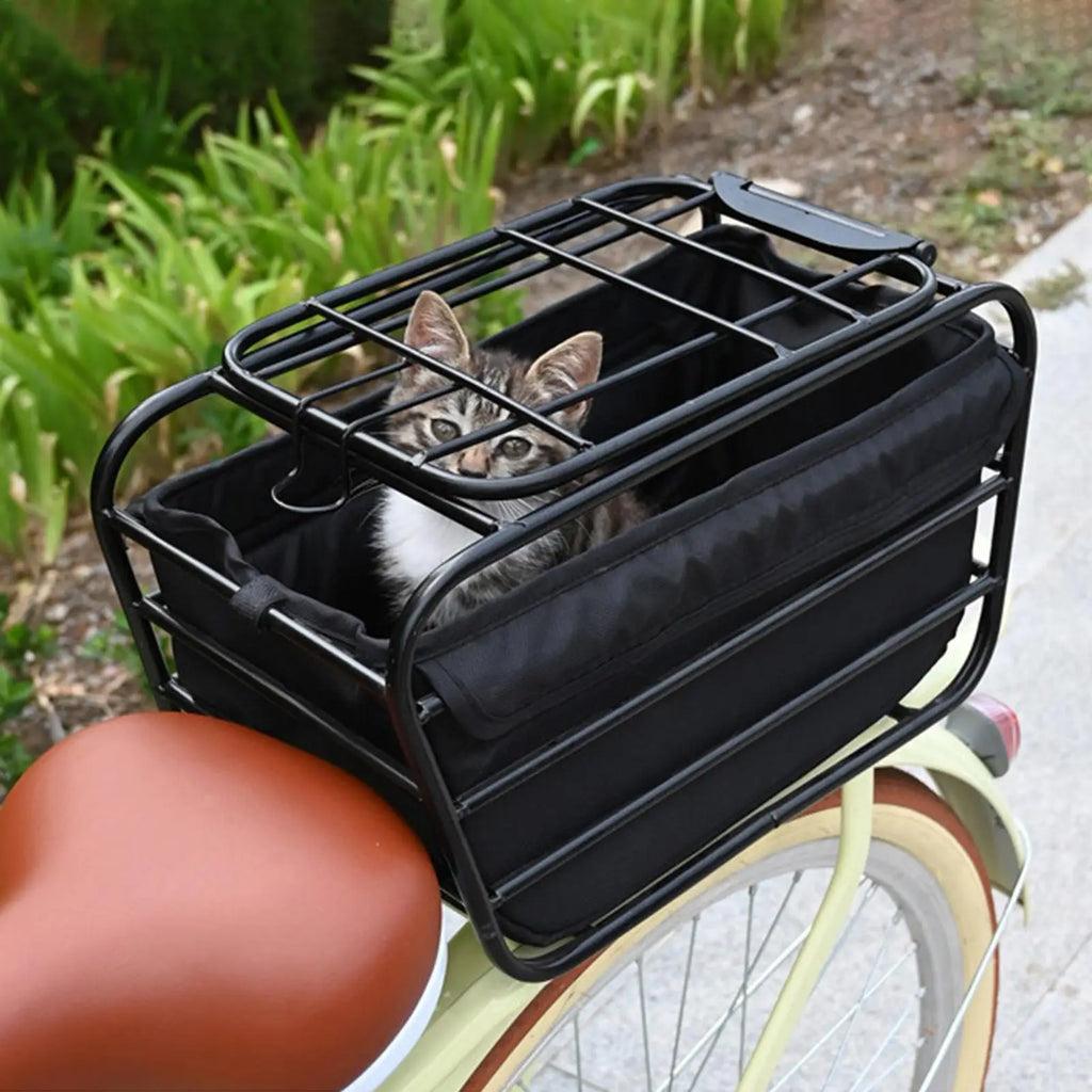 Bike Pet Carrier Cargo Basket Bike Basket Carbon Steel Heavy Duty Enclosed for All-Weather Road Cycling City Riding Commuting Oasis Select