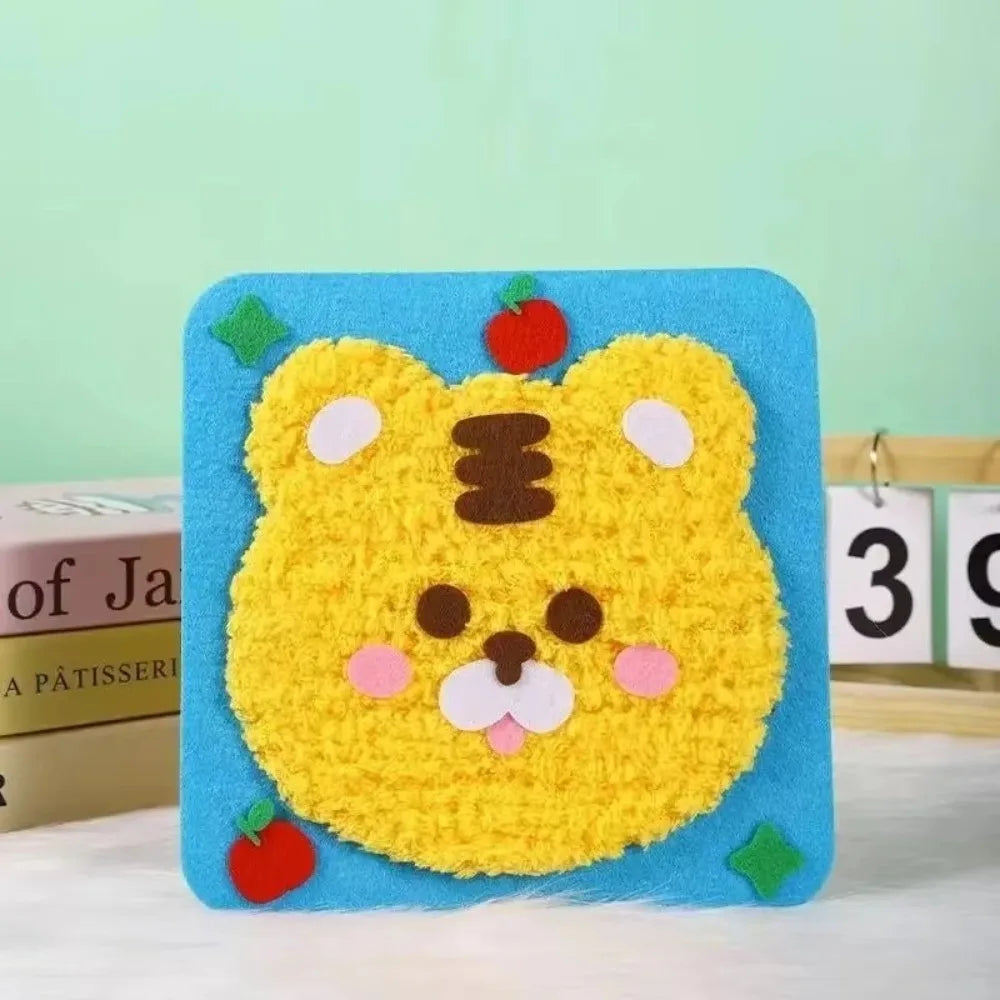 Sewing Needle and Thread Painting DIY Embroidery Set with Sticker DIY Handcraft Kit Educational Children's Hand Puppet Making Oasis Select Tiger