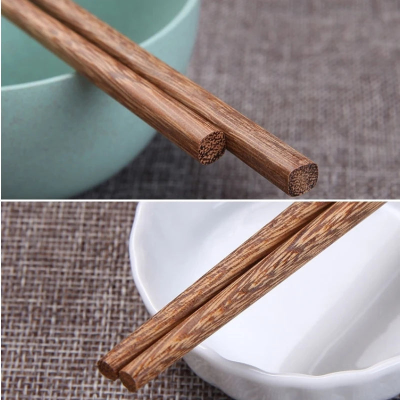 10 Pairs New Natural Rosewood Chopsticks Reusable Healthy Chinese Wooden Chop Sticks Sushi Food Stick Tableware Kitchen Utensils Oasis Select