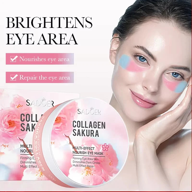 SADOER Sakura Collagen Eye Mask 60pcs – Hydrating Eye Patches Collagen Eye Patches Oasis Select