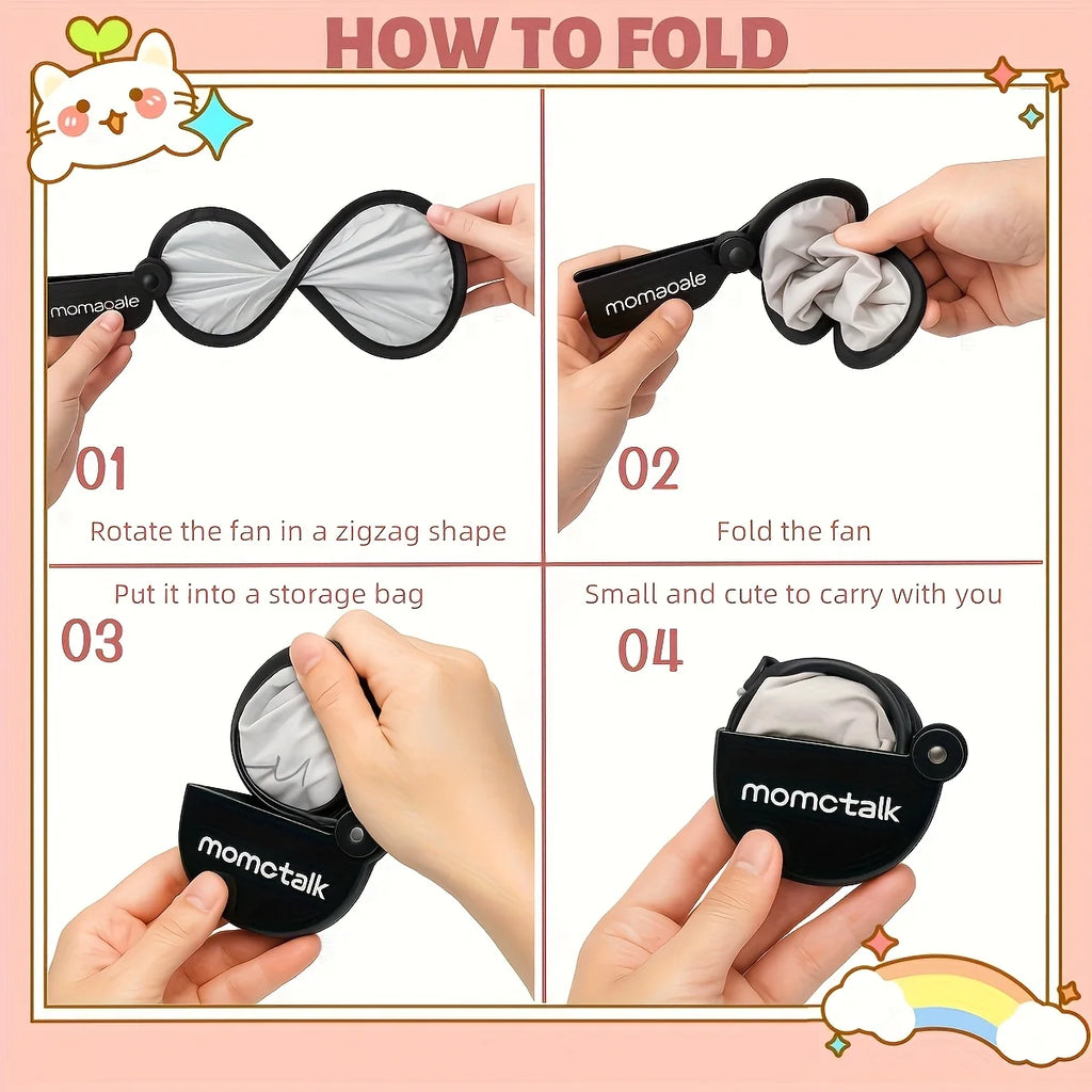 Portable Handheld Folding Fan with Storage Pouch - Compact Manual Cooling Fan Suitable for Summer, Travel, Beach & Parties Oasis Select