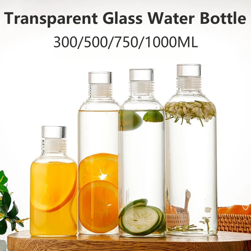 2Pcs Borosilicate Transparent Glass Cup No Scale Portable Leak-Proof Water Bottle, for Coffee, Juice, Milk, Tea, Other Beverages Oasis Select