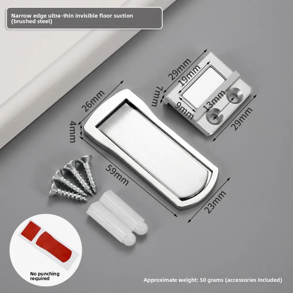 Non Perforated Ultra-thin Invisible Minimalist Suction Suitable for Extremely Narrow Framed Glass Doors Household Door Suction Oasis Select A