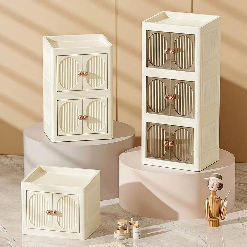 Foldable Desktop Makeup Organizer Multi-Layer Storage Cabinet Large Capacity for Cosmetics Toiletries Books Oasis Select
