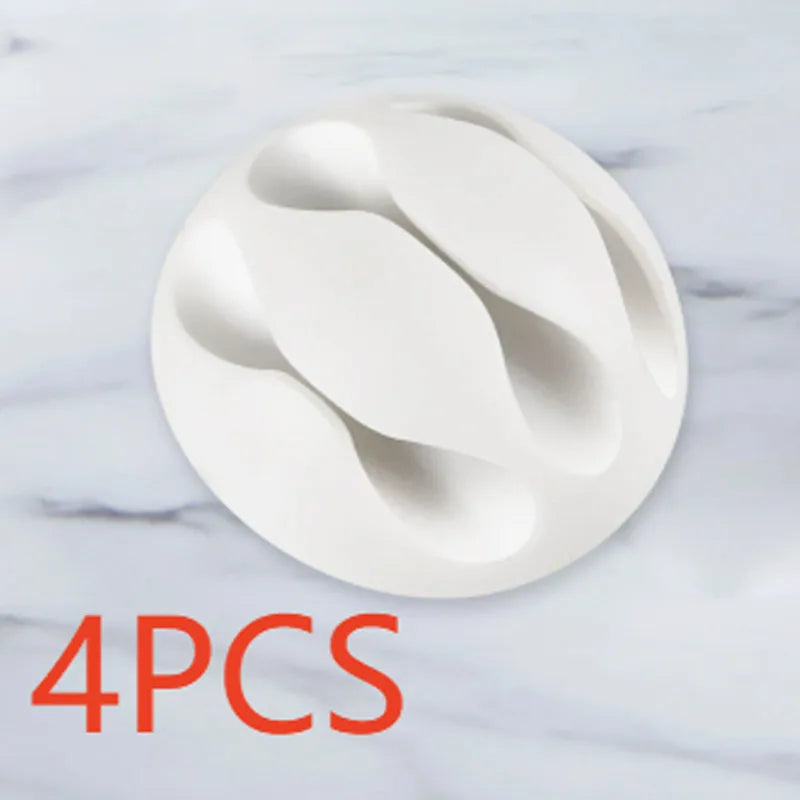 Simple 3-slot charging cable clip 4Pcs/10PCS/20PCS desktop cable wrapper, self-adhesive USB cable clip, mouse cable organizer Oasis Select 4pcs White
