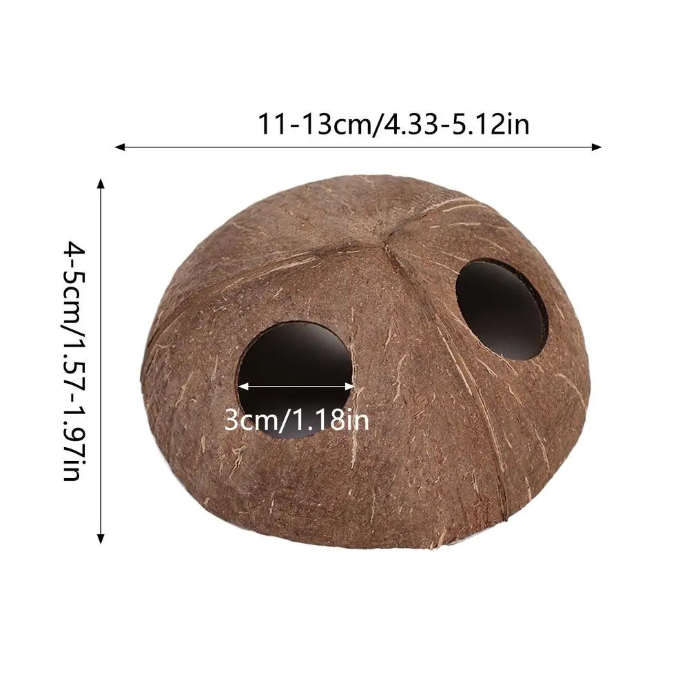 Natural Coconut Shell Reptile Hiding Cave – Turtle & Lizard Hide