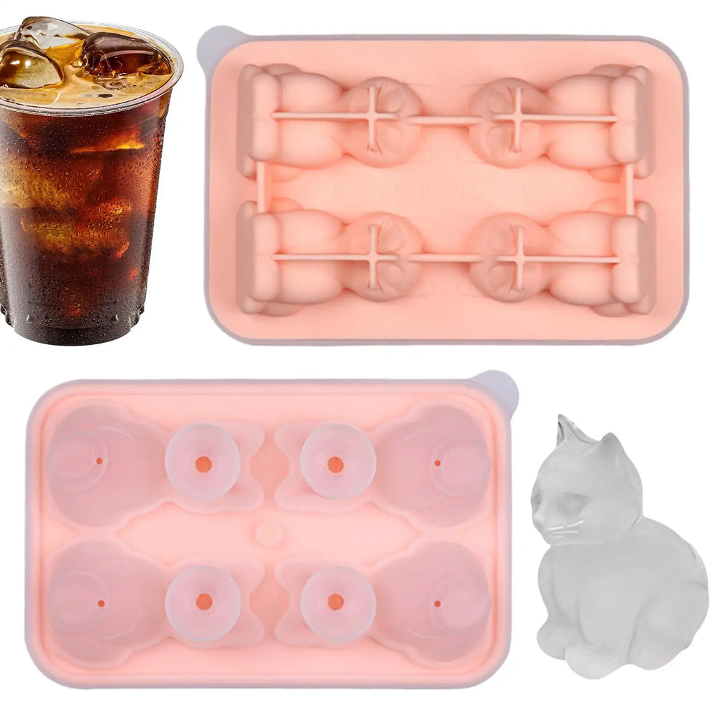 Silicone Ice Cubes Ice Ball Molds Animal Shape Ice Cubes Cat Ice Cubes Cat Ice Cubes Mold Home Ice Box Gadgets Ice Tray tools Oasis Select