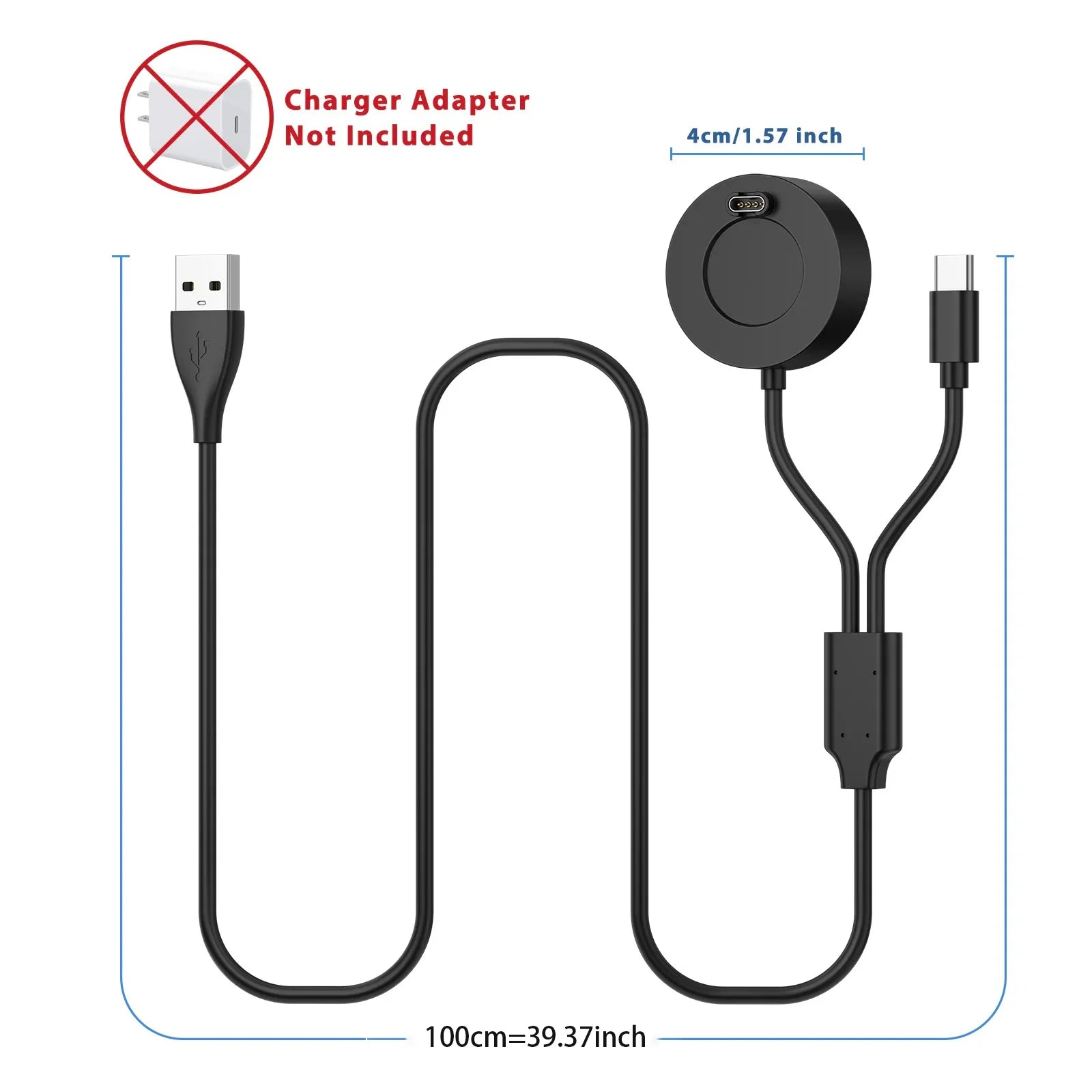 2-in-1 USB-C Charger Cable for Garmin Fenix 7/6/5X, Venu 2 Smartwatch Charger Cable Oasis Select