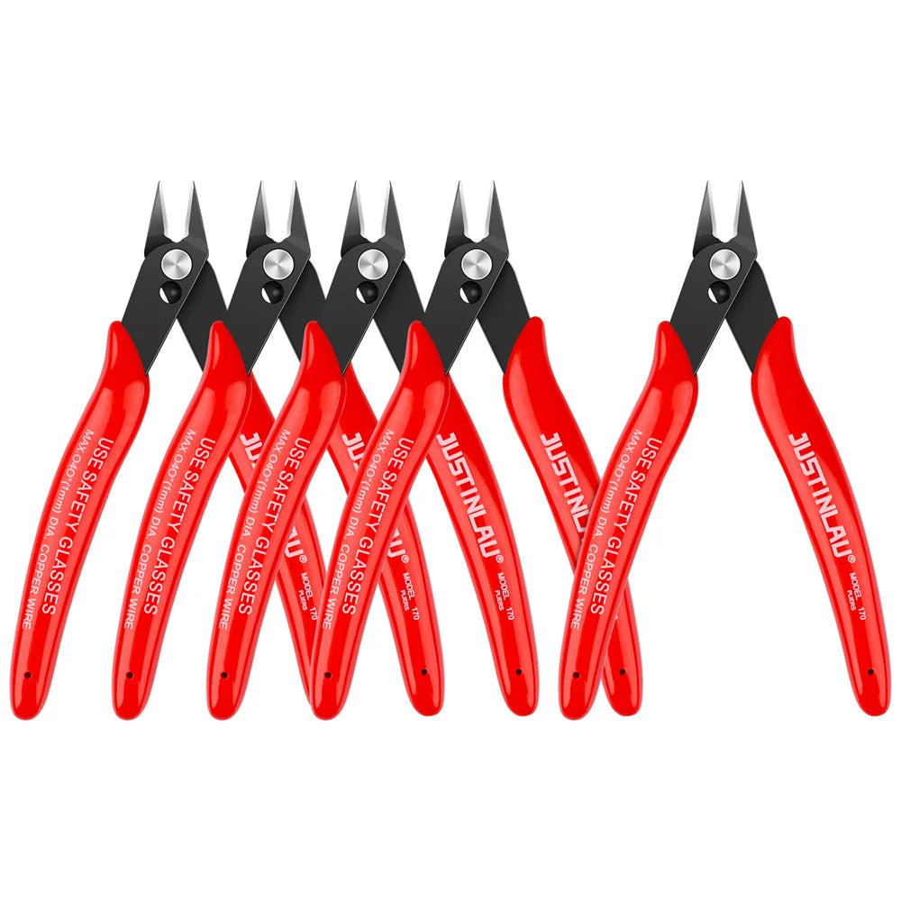 5Pcs 170 Wire Cutter DIY Trimmer Diagonal Side Cutting Cable Nippers Red Blue Pliers Hand Mini Snips Flush Nipper Trimmer Oasis Select Red