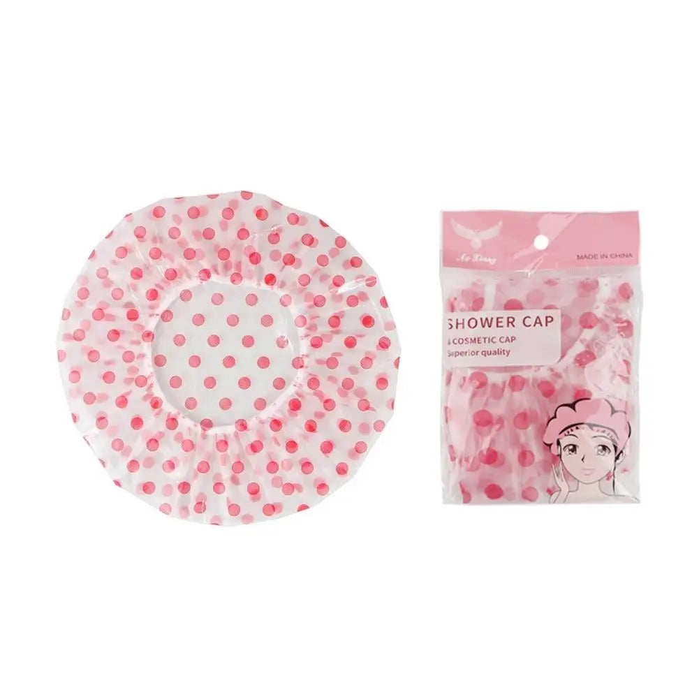Waterproof Reusable Shower Cap for Women – Spa & Bath Shower Cap Oasis Select red circle