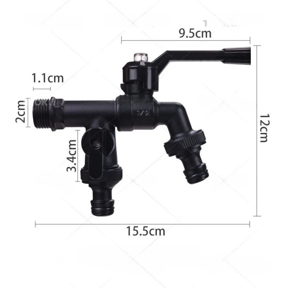 Black Faucet Outdoor Garden Anti-Freeze Bibcocks With Dual Outlet For Washing Machine 1/2 Inch Outdoor Hose Faucet Garden Oasis Select