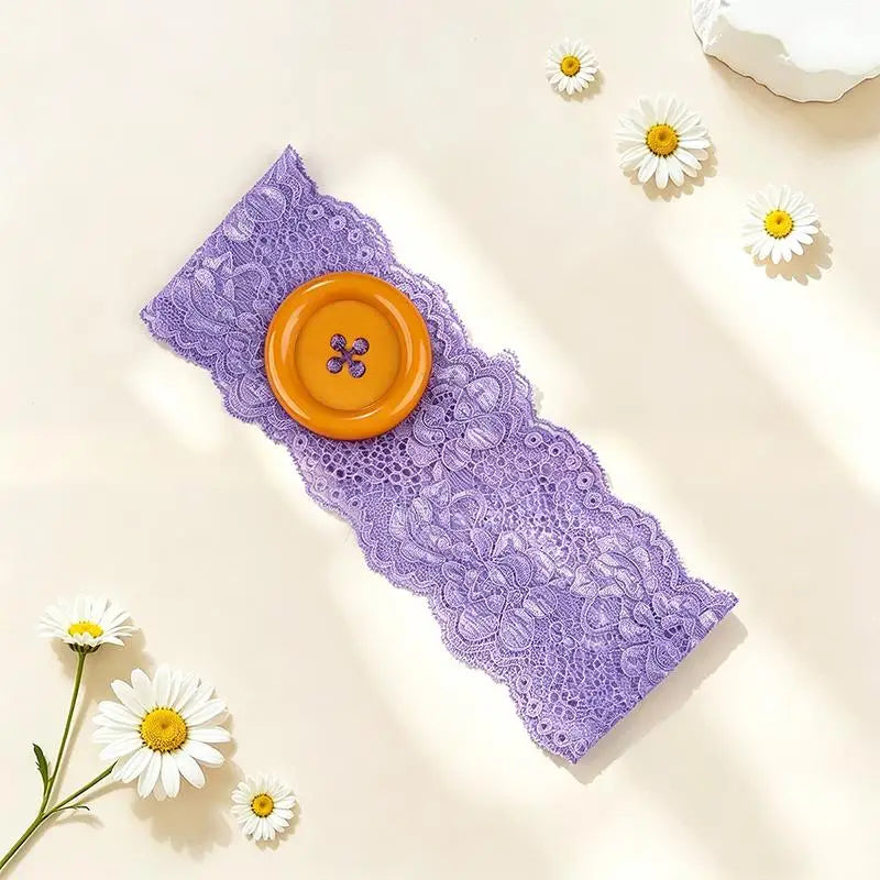 Y2K Lace Button Headband – Colorful Oversized Women's Style Fashion Headband Oasis Select A4