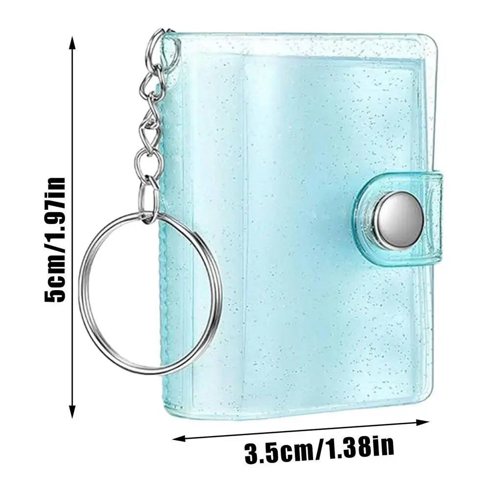 2 Inch Mini Photo Album Mini Keyring ID Instant Pictures Interstitial Storage Case Card Collect Book Photocard Holder Keyring Oasis Select Blue