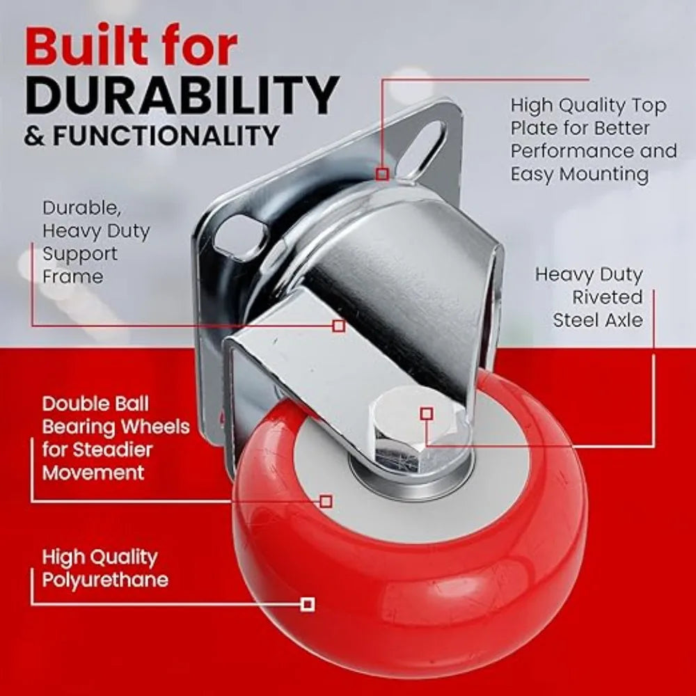 1-2inch Furniture Caster PVC Red Universal Wheel Swivel Caster Roller Wheel For Platform Trolley Accessory Oasis Select