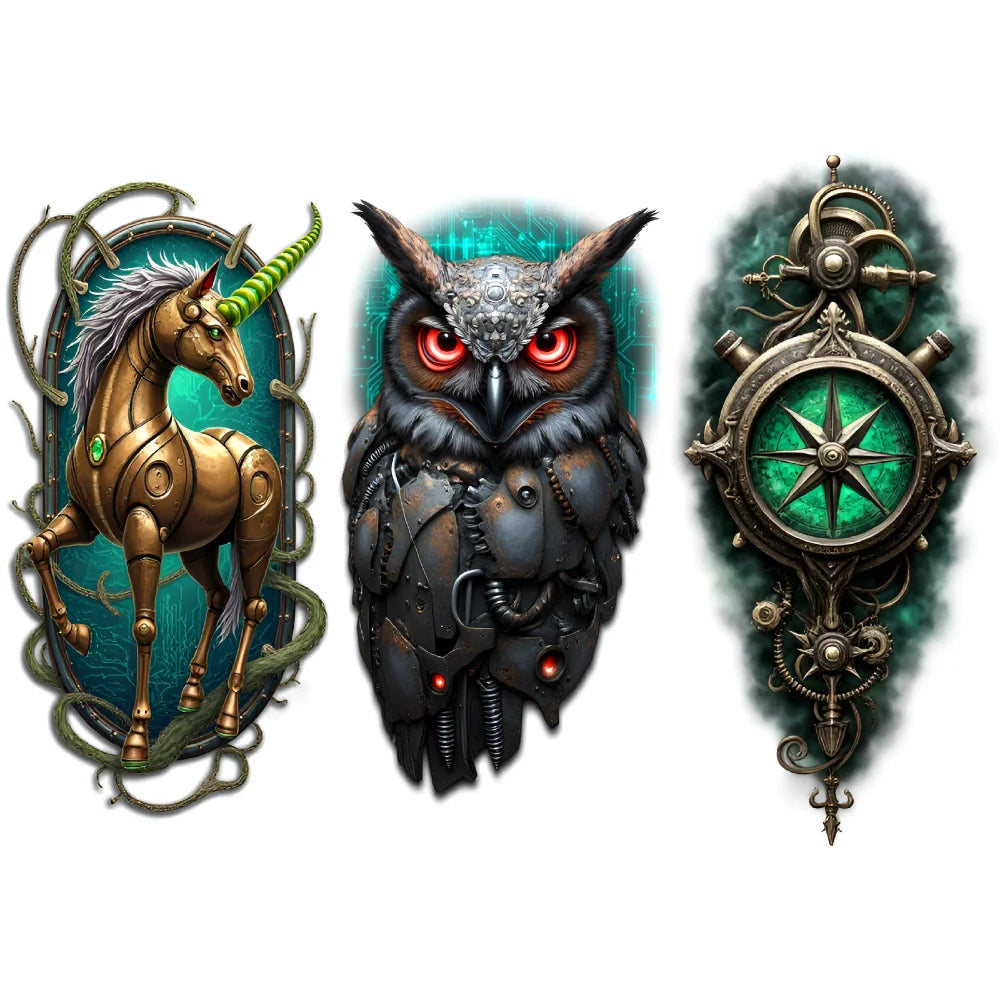 9-Piece Waterproof Temporary Tattoo Stickers – Wolf & Bear