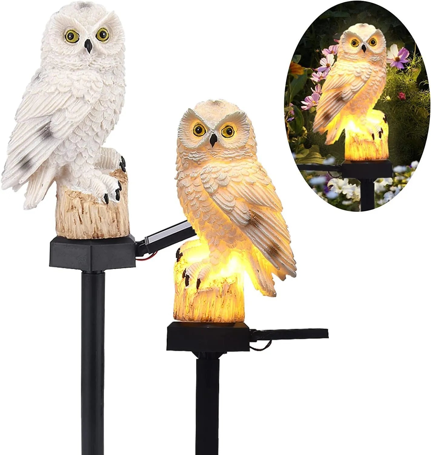 Solar Outdoor Resin Owl Lamps, Resin Animal-shaped Decorative Lamps, Garden Lamps, and Villa Lamps Oasis Select White Owl