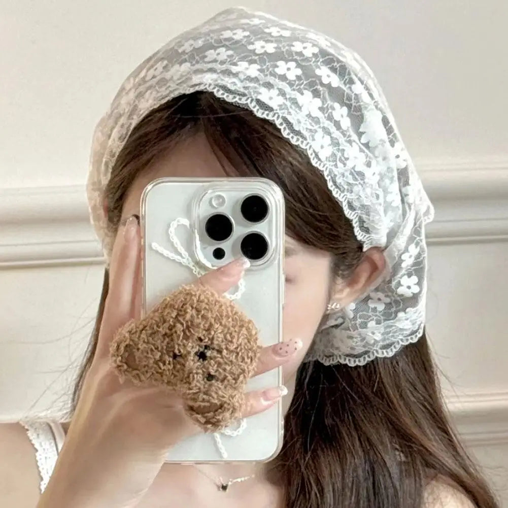 Retro Floral Lace Head Wrap Scarf – Women's Triangle Headscarf
