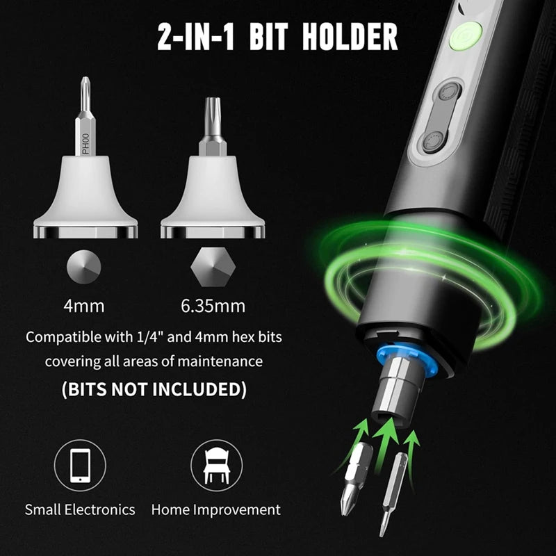 WISH Cordless Screwdriver,Compatible With1/4In And 4Mm Hex Bits,4 Torque Levels,3 Lighting Modes,1500Mah Rechargeable Battery Oasis Select