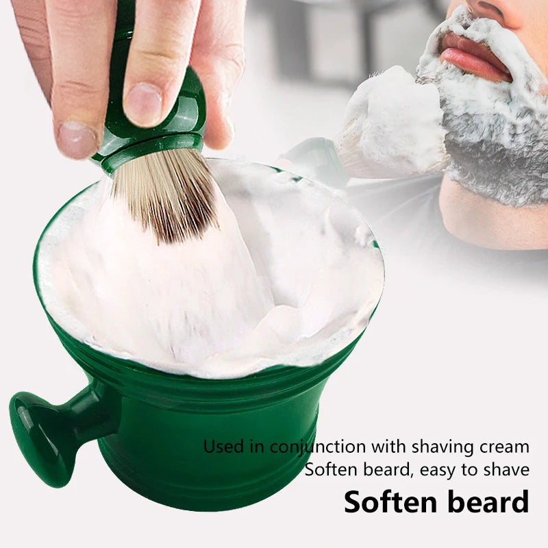 Plastic Shaving Brush Bowl Set Beard Care Soap Foam Mug Bowl With Handle Facial Bristle Hair Salon Barber Soap Foam Shave Men Oasis Select