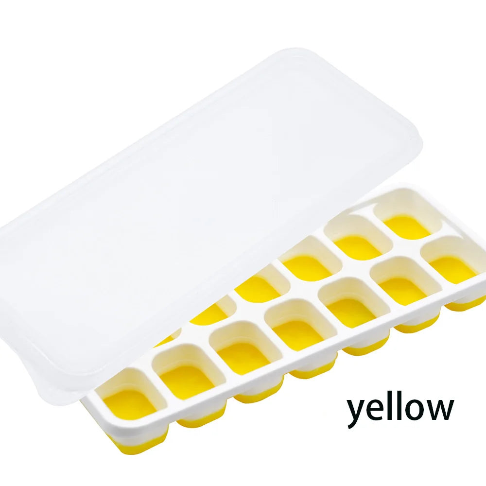 14 Grid Ice Cube Tray Silicone Mold Square Ice Cube Tray Mold Ice Cube Maker Non-toxic Durable Bar Pub Wine Ice Blocks Maker Oasis Select yellow