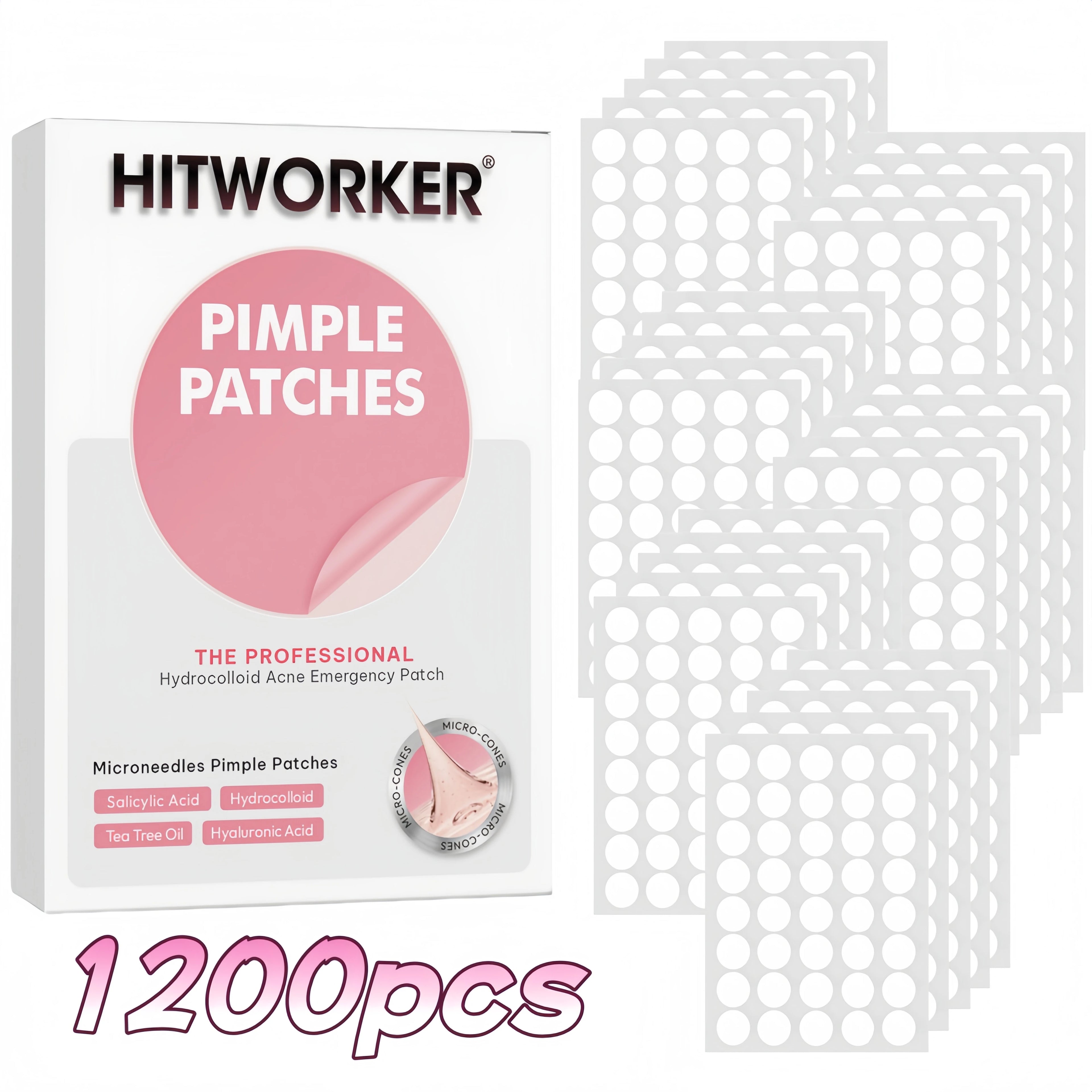 1200/800 pieces/box of acne patches - non-alcoholic, used to absorb acne secretions, non irritating, essential for acne care Oasis Select 1200pcs