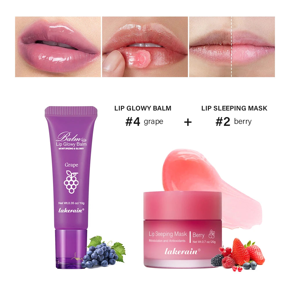 Lip Balm & Lip Mask Set Moisturizing Night Lips Care Multiple Colors Makeup Maintenance Lip Anti-Cracking Lip Oil Care Cosmetic Oasis Select SET 14