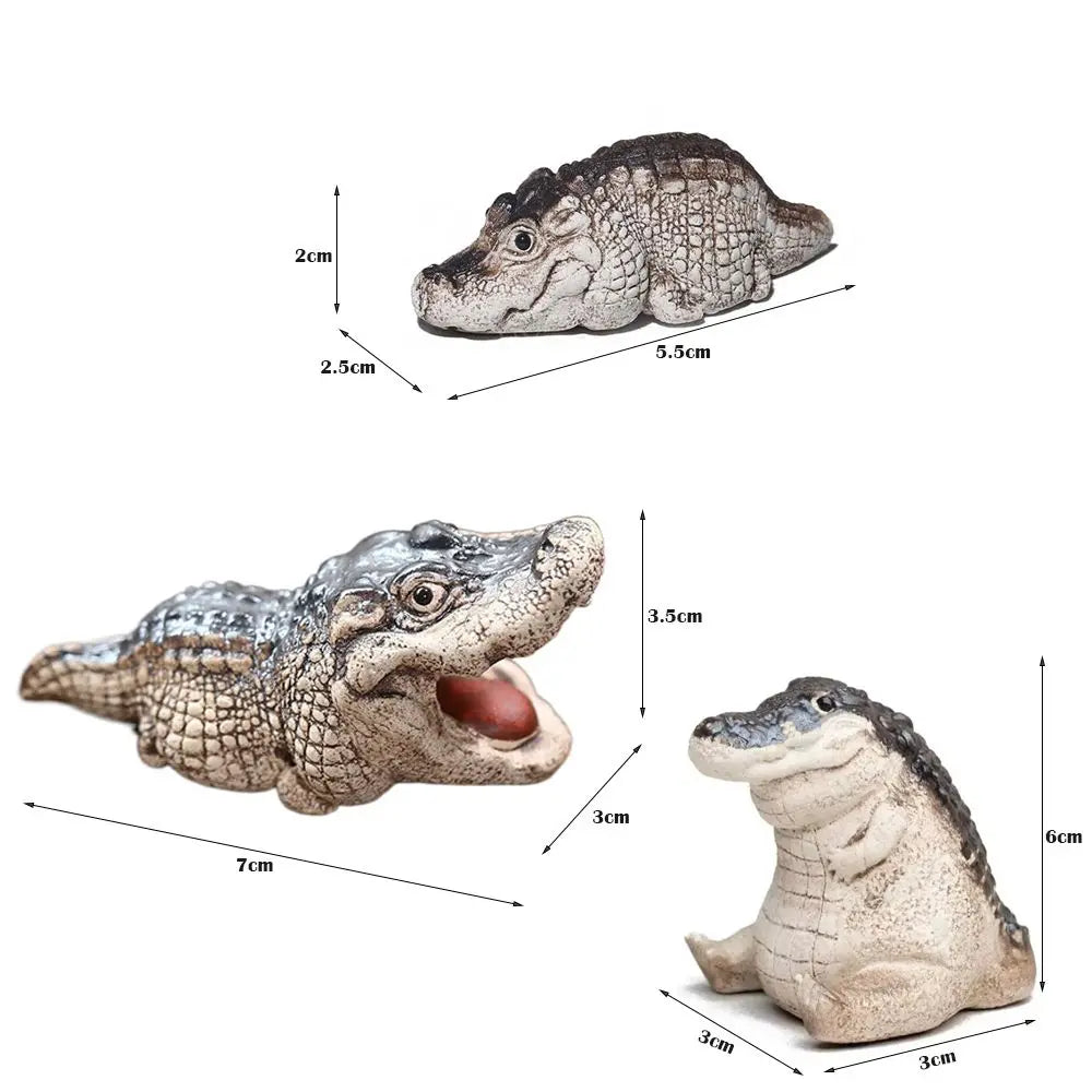 Cute Mini Crocodile Tea Pet Multipurpose Resin Crocodile Ornaments Crocodile Statue Tea Ceremony Tea Play Home Boutique Oasis Select