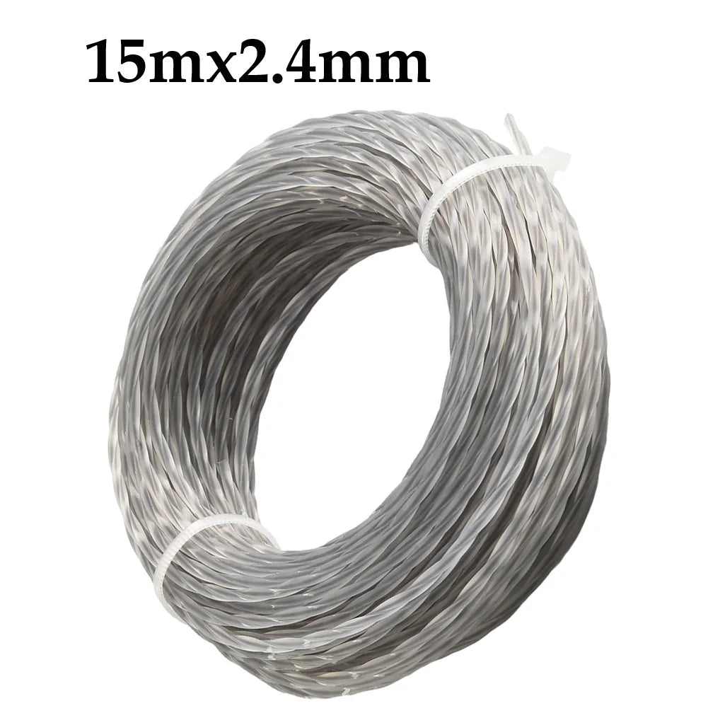 15M 2.4/2.7/3.0/3.5/4.0mm Grass Trimmer Line Nylon Lawnmower Cord Round String Trimmer Spool For Mowing Wild Plants Shrubs Weeds Oasis Select