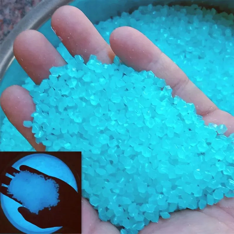 1000pcs Glow in the Dark Pebbles – Garden & Aquarium Decor Decorative Glow Pebbles Oasis Select Light blue 3-5mm