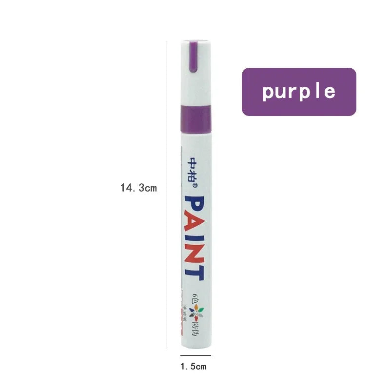 White Waterproof Cars Wheel Tire Oily Mark Pen Auto Rubber Tyre Paint Pen Cd Metal Permanent Paint Marker Graffiti Touch Up Oasis Select Purple