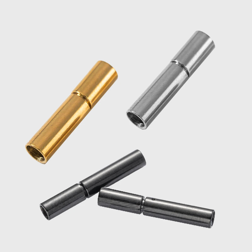 5pcs 304 Stainless Steel Cord End Caps Bayonet Clasps 1/2/3mm Hole Leather Rope Buckle for DIY Bracelet Necklace Jewelry Making Oasis Select