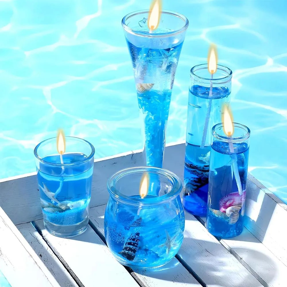 200/500g Gel Wax For Candle Making Set Jelly Wax Melts Clear Candle Wax With Seashells Candle Wick Wooden Candle Wick Making Set Oasis Select