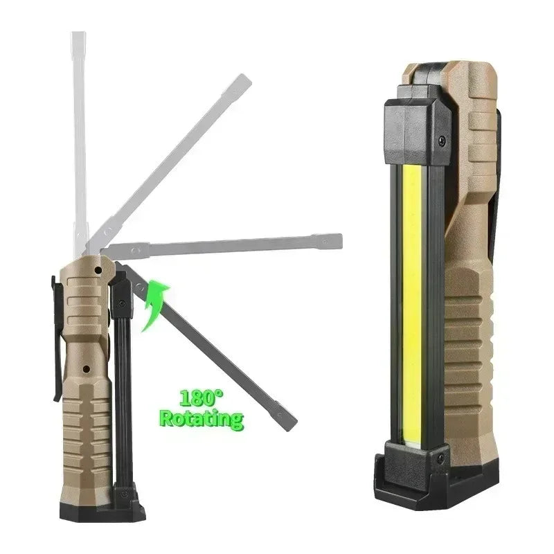 Portable COB High Power LED Flashlight USB Rechargeable Camping Lamp Torch Car Repairing Work Light Hanging Hook Magnet 5 Modes Oasis Select