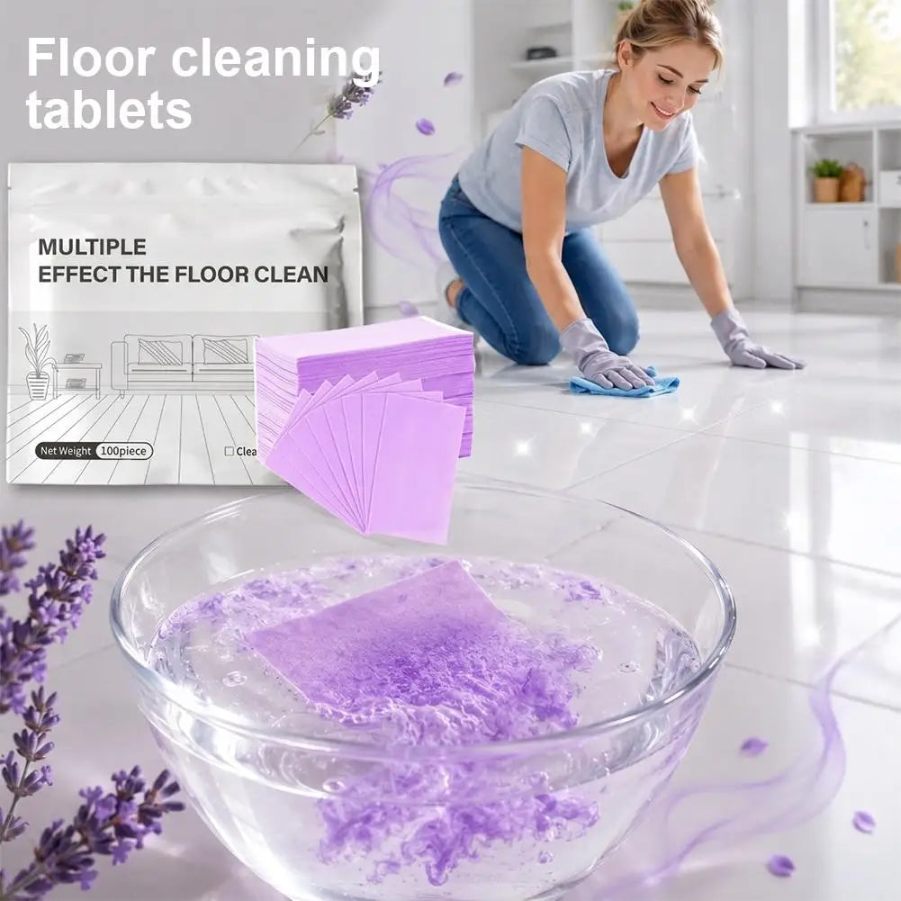 100PCS Water-Soluble Floor Cleaner Tablets Sterilizing Fragrant Remove Yellow Dirt Multi-Purpose Cleaning Sheets for Bathroom Oasis Select