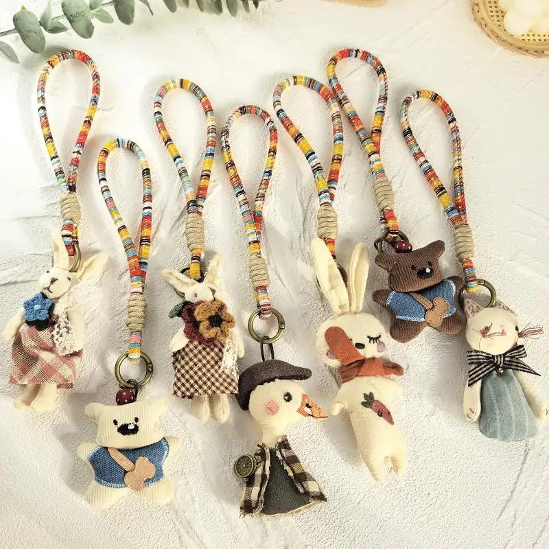 Handmade Cartoon Animal Fabric Keychain | Cute Backpack Pendant Fabric Keychain Pendant Oasis Select
