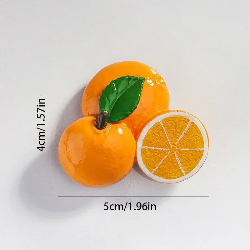 Creative Fridge Magnet Decor 3D Cute Cartoon Fruit Message Board Refrigerator Magnet Sticker for Kids Toy Gift Home Decoration Oasis Select Orange