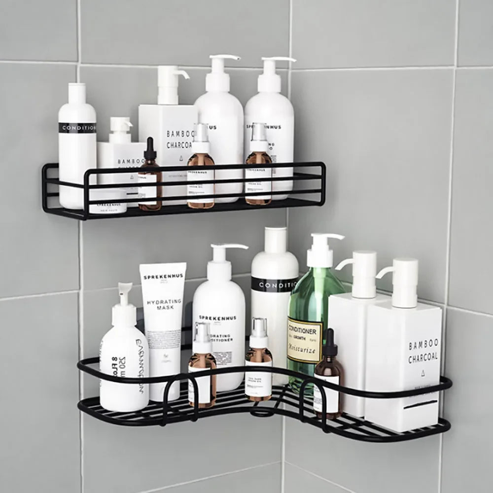 1/2PCS Bathroom Metal Shelf No-Drill Metal Corner Shelf Shower Storage Shelf Bracket Bathroom Accessory Organizer Shampoo Shelf Oasis Select
