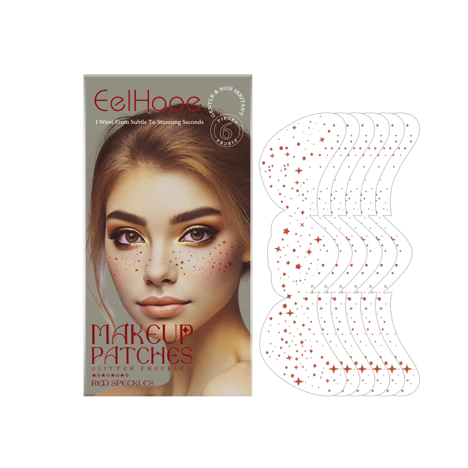 Glitter Freckle Temporary Tattoo Stickers – Metallic Star Face Face Tattoo Stickers Oasis Select 6pcs Red