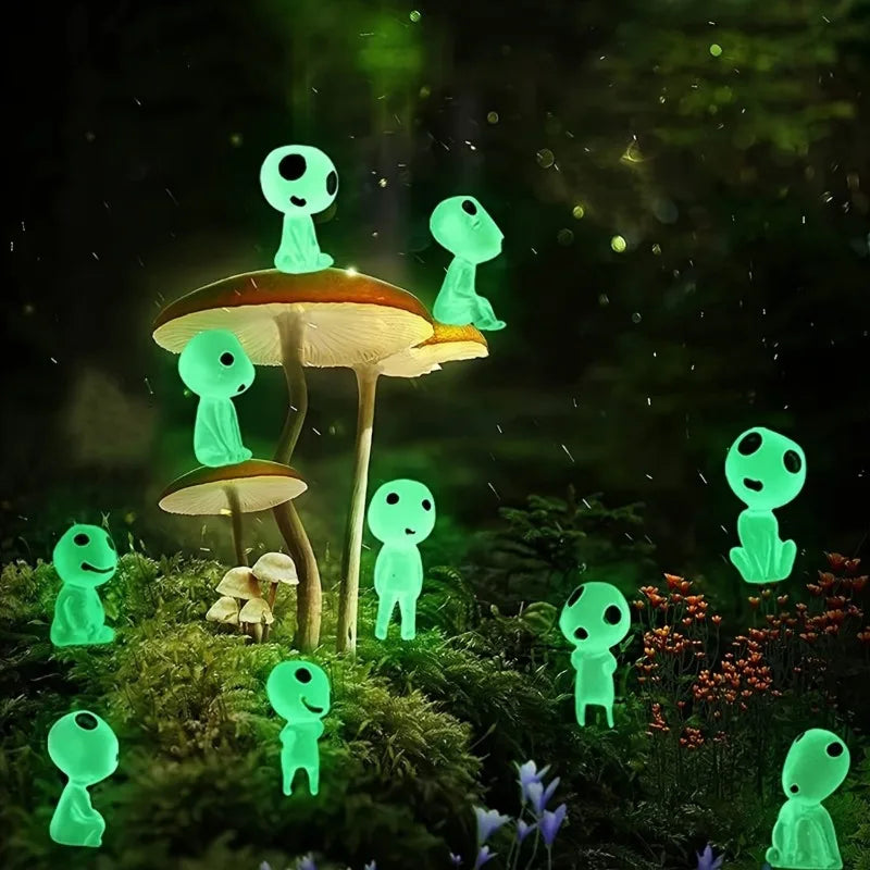 10pcs Luminous Resin Ghost Figures, Miniature Alien Decor for Aquarium, DIY Terrarium Crafts, Halloween Outdoor Decorations Oasis Select