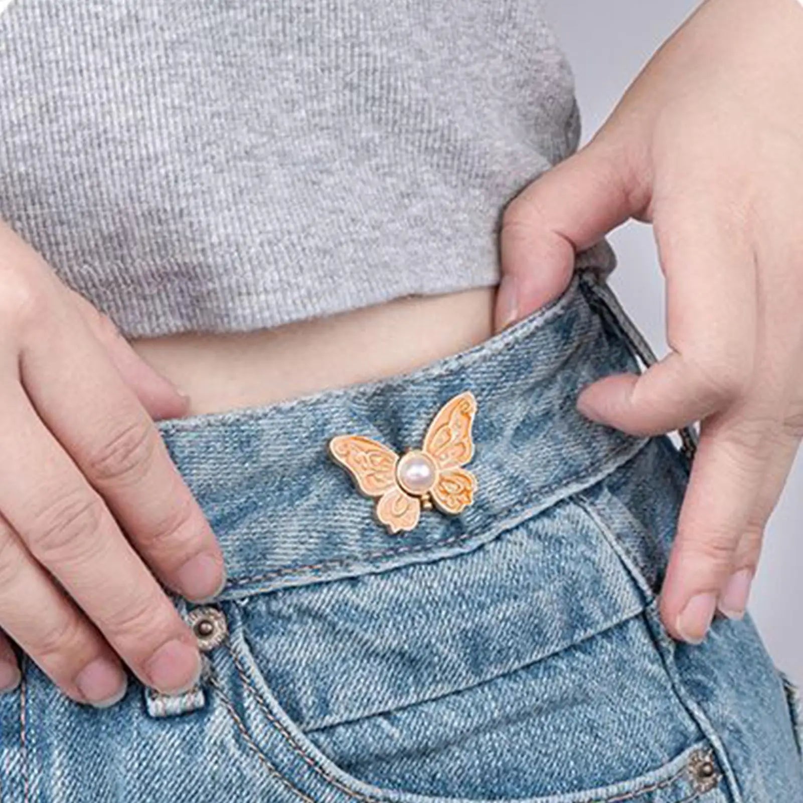 Pants Waist Tightener for Women Butterfly Shape Waist Tightener Buttons 8 Pieces No Sewing Reusable Alloy Clips for Clothing Oasis Select