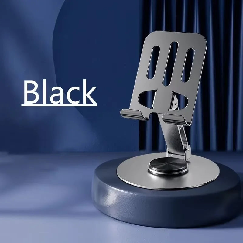 Adjustable Folding 720° Rotating Aluminum Alloy Tablet Holder Portable Stand for iPad Mobile Phone Desktop Live Mount Oasis Select black
