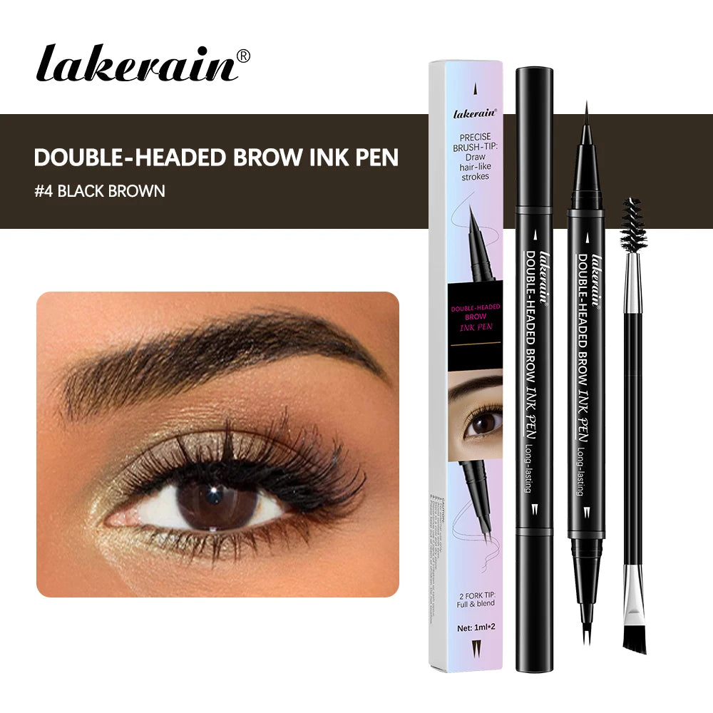 Waterproof Eyebrow Pen Perfect Eyebrows Brown Eyebrow Pencil Makeup Brushes Eye Brow Pencil Eyeliner For Water Resistant Set Oasis Select color4 BLACK BROWN