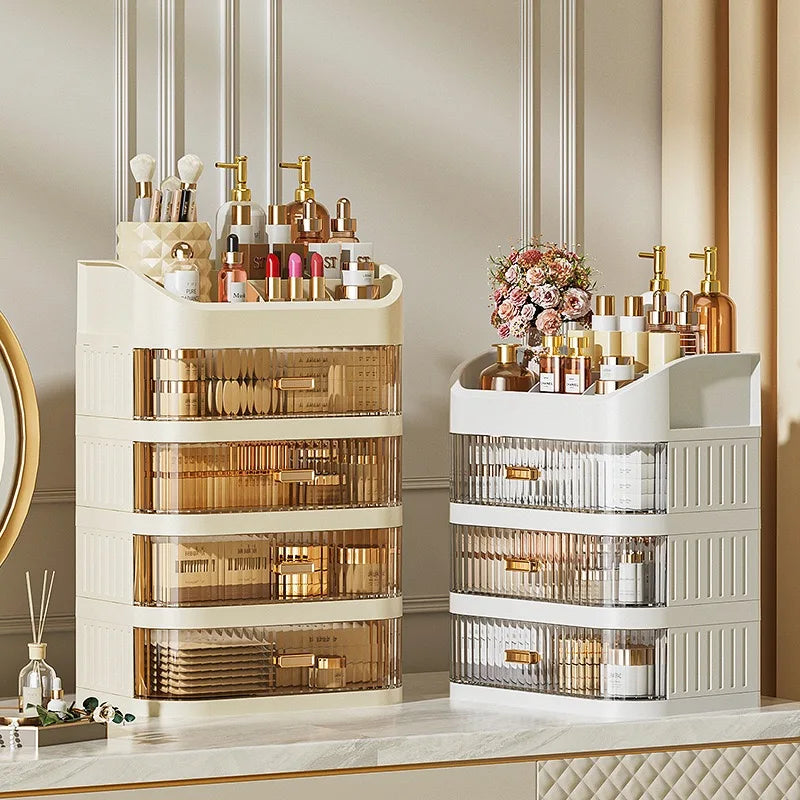 Cosmetic storage box with drawers, plastic dressing table storage cabinet, transparent desktop organiser Oasis Select